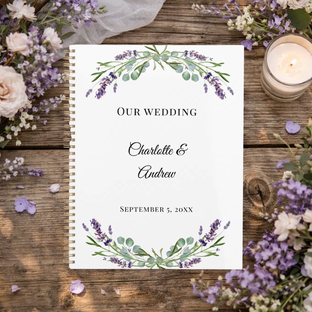 Agenda Casamento de florais de lavanda e eucalipto (Criador carregado)