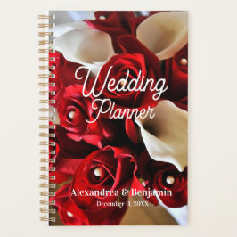 Agenda Casamento de Flores Modernas Elegantes Vermelhas