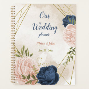 Agenda Casamento de flores verdejantes rosa-choque e azul