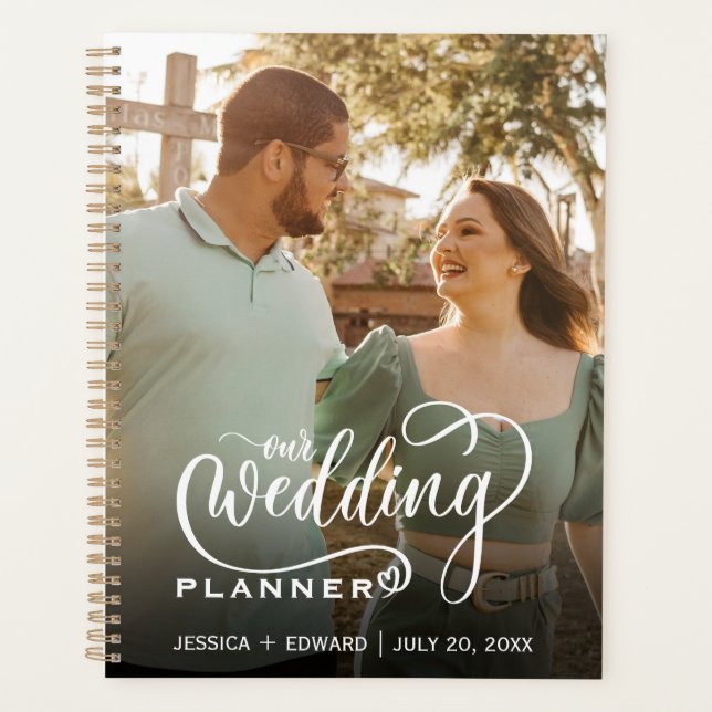 Agenda Casamento de Fotografias com Script Moderno Elegan (Frente)
