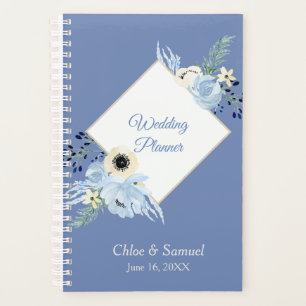 Agenda Casamento de Frame Floral de Cor Azul