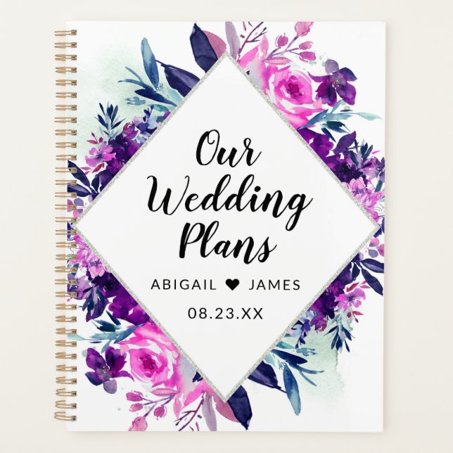 Agenda Casamento de Frame Floral Violet Diamond Encantado (Frente)