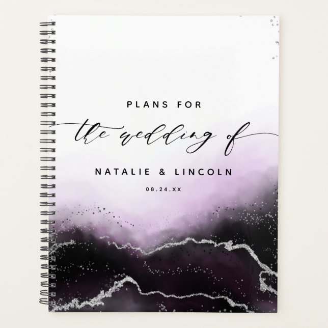 Agenda Casamento de luxo Ultra Violet Mist Ombre (Frente)