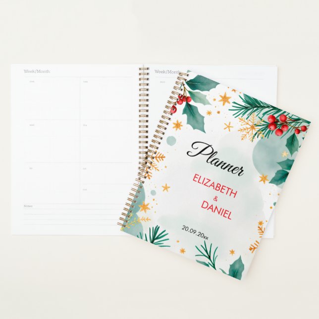 Agenda Casamento de Natal Elegante Watercolor (Exibição)