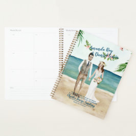 Agenda Casamento de Praia Ilustrado por Aquarela