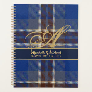 Agenda Casamento de recém-casados da Xadrez Tartan Azul