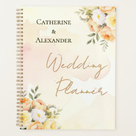 Agenda Casamento de Rosas de Aquarela Floral Elegante