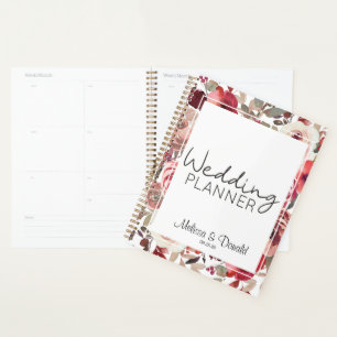 Agenda Casamento de Rosas Florais Red Blush