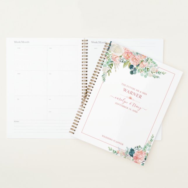 Agenda Casamento de Rosas Rosa Rosa Rosa-Rosa-Rosa-Blush  (Exibição)