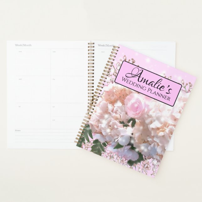 Agenda Casamento de rosas rosas brancas-românticas (Exibição)