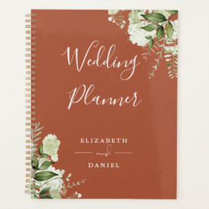 Agenda Casamento de Terracota com Flores Elegantes e Verd