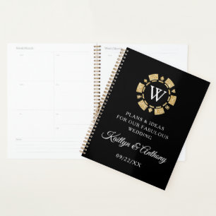 Agenda Casamento Dourado de Chip Casino do Poker do Monog