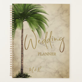Agenda Casamento Dourado Elegante da Árvore de Palma Trop