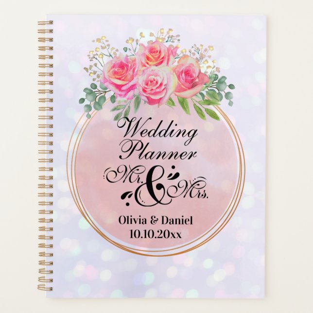 Agenda Casamento entre o Elegante e a Sra. Blush Pink Flo (Frente)