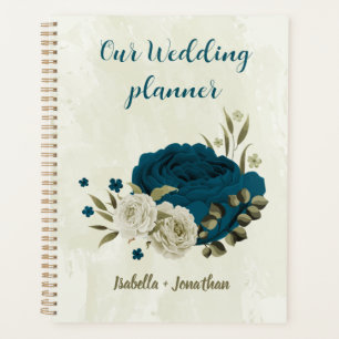 Agenda casamento floral azul bege