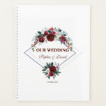 Agenda Casamento Floral Azul Marinho Geométrico Moderno<br><div class="desc">Elegante,  Borgonha,  design de cartão Floral Branco. Apresenta um belo buquê floral Burgundy branco,  de cor aquosa,  com pinheiro e bagas,  uma bela estrutura de diamante,  sobre um fundo branco. Use a ferramenta Personalizar para adicionar suas informações. Para obter itens correspondentes,  visite minha Coleção de Buquês Florais de inverno.</div>