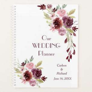 Agenda Casamento Floral Azul Marinho Vermelho Burgundy