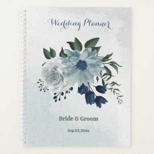 Agenda casamento floral branco e azul