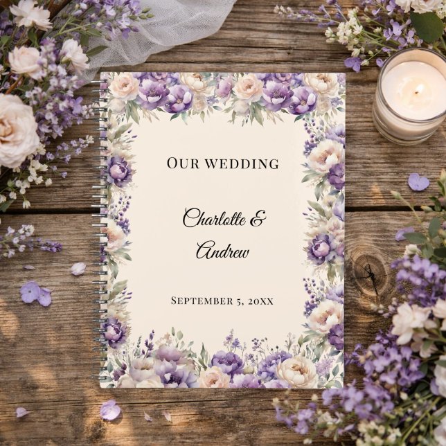 Agenda Casamento floral champanhe lavanda (Criador carregado)