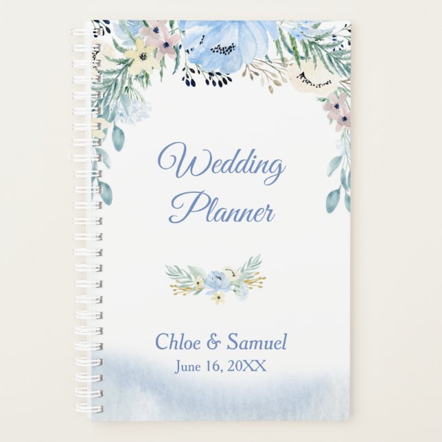 Agenda Casamento Floral de Azul-Aquarela (Frente)