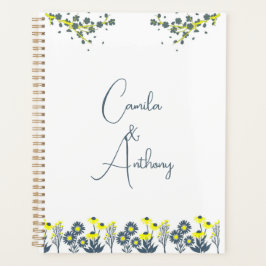 Agenda Casamento Floral de Flor Amarelo Azul
