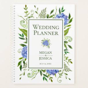 Agenda Casamento Floral de Hortênsias Azuis LGBTQ