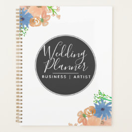 Agenda Casamento Floral em Aquarela Moderna em Pêssego e