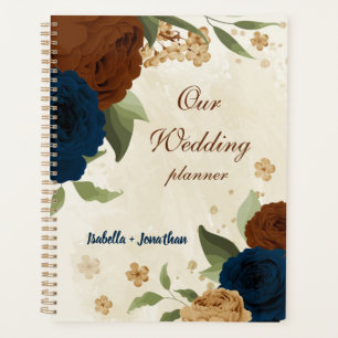 Agenda casamento floral naval terracota
