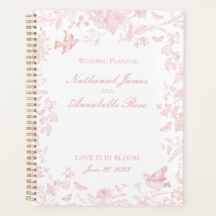 Agenda Casamento Floral Rosa Toile De Jouy Vintage