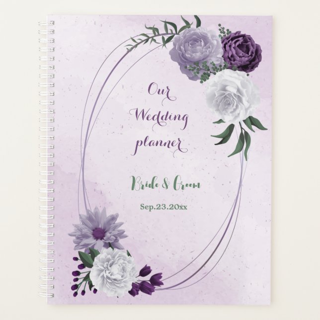 Agenda casamento floral roxo e branco (Frente)