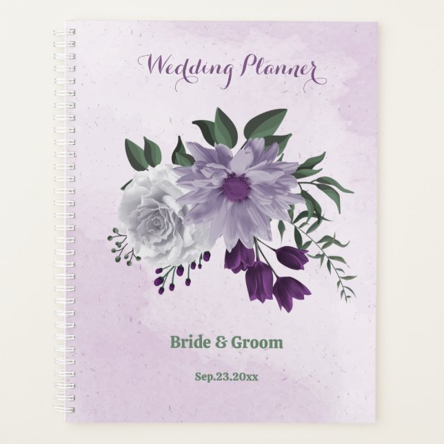Agenda casamento floral roxo e branco (Frente)