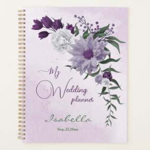 Agenda casamento floral roxo e branco