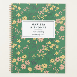 Agenda Casamento Floral Verde Boho Moderno