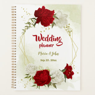 Agenda casamento floral verde branco vermelho