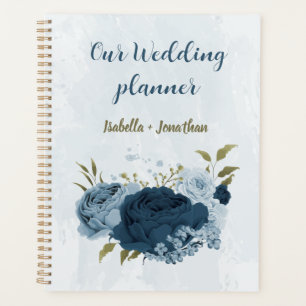 Agenda casamento flores azul marinho azul claro