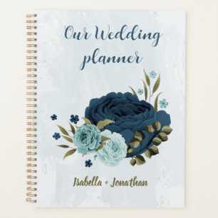Agenda casamento flores azul marinho azul claro