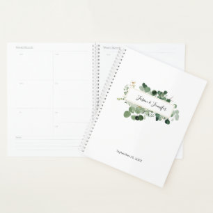 Agenda Casamento Folhagem Casal NOMES DATA Moderno