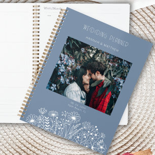 Agenda Casamento Fotográfico de Flores Selvagens Dusty Bl