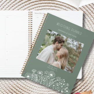 Agenda Casamento Fotográfico do Elegante Wildflower Green