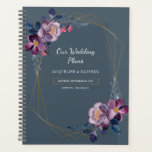 Agenda Casamento Geométrico Dourado Falso Floral Roxo<br><div class="desc">Planejador de Casamento Geométrico Dourado Falso Floral Roxo com Letra. Design moderno e charmoso de flores rústicas que você pode personalizar facilmente clicando no botão "Personalizar" acima.</div>