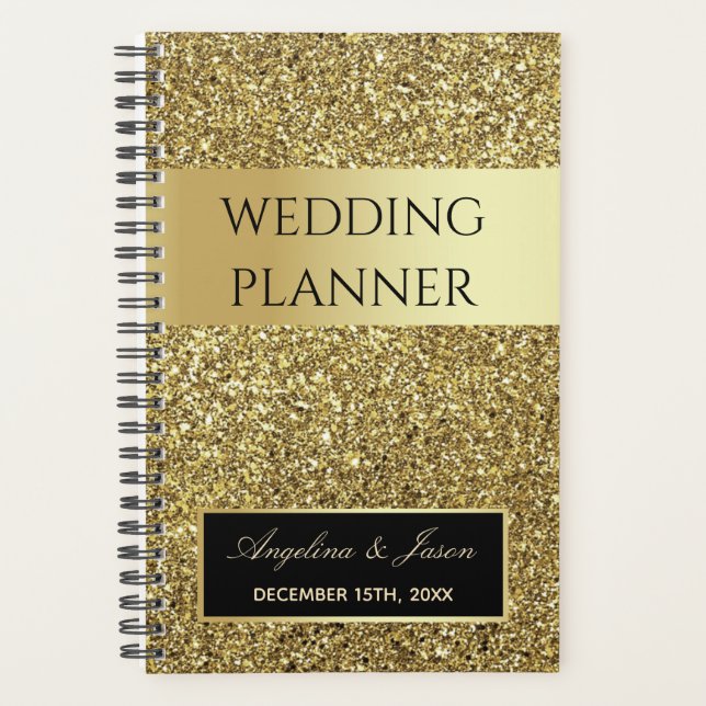 Agenda Casamento Glitter Dourado (Frente)