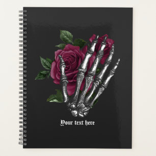 Agenda Casamento Gótico Floral Borgonha Esqueleto