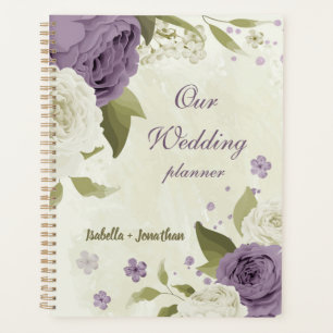 Agenda casamento mauve de flores brancas verde