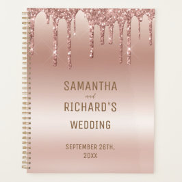 Agenda Casamento Metálico com Lixo Dourado rosa