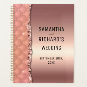 Agenda Casamento Metálico Glitter Dourado De Rosa Glam