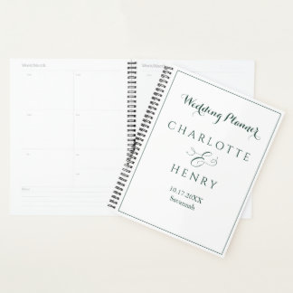 Agenda Casamento Minimalista Simples Elegante Verde e Bra