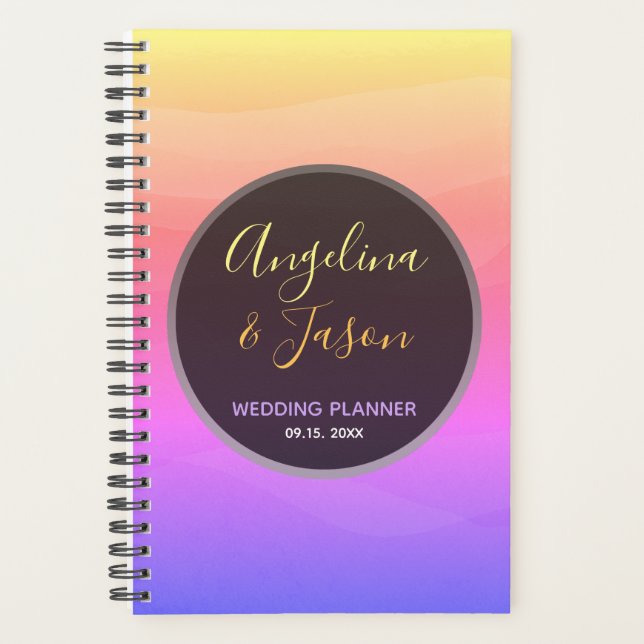 Agenda Casamento Moderno Preto e Rosa (Frente)