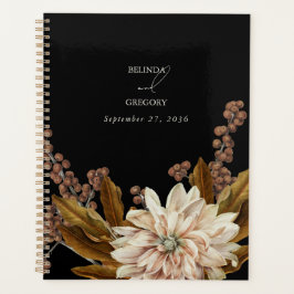 Agenda Casamento outono de Aquarela Floral Preta