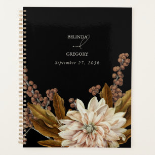 Agenda Casamento outono de Aquarela Floral Preta