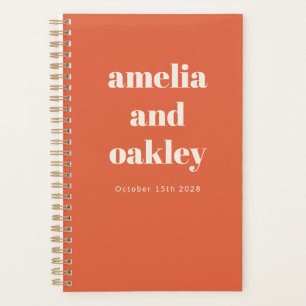 Agenda Casamento Personalizado Laranja Brilhante Minimali